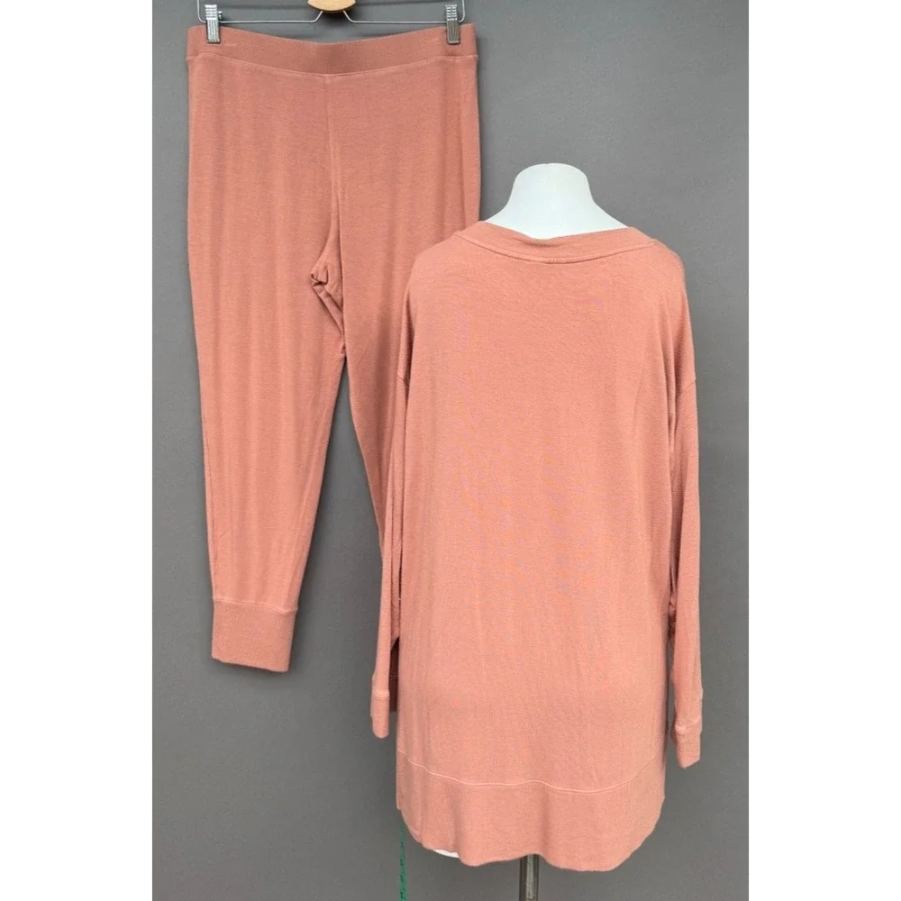 Victoria's Secret Lounge Set XL Pink Modal V-Neck Tunic Jogger Pajamas 2PC Sleep